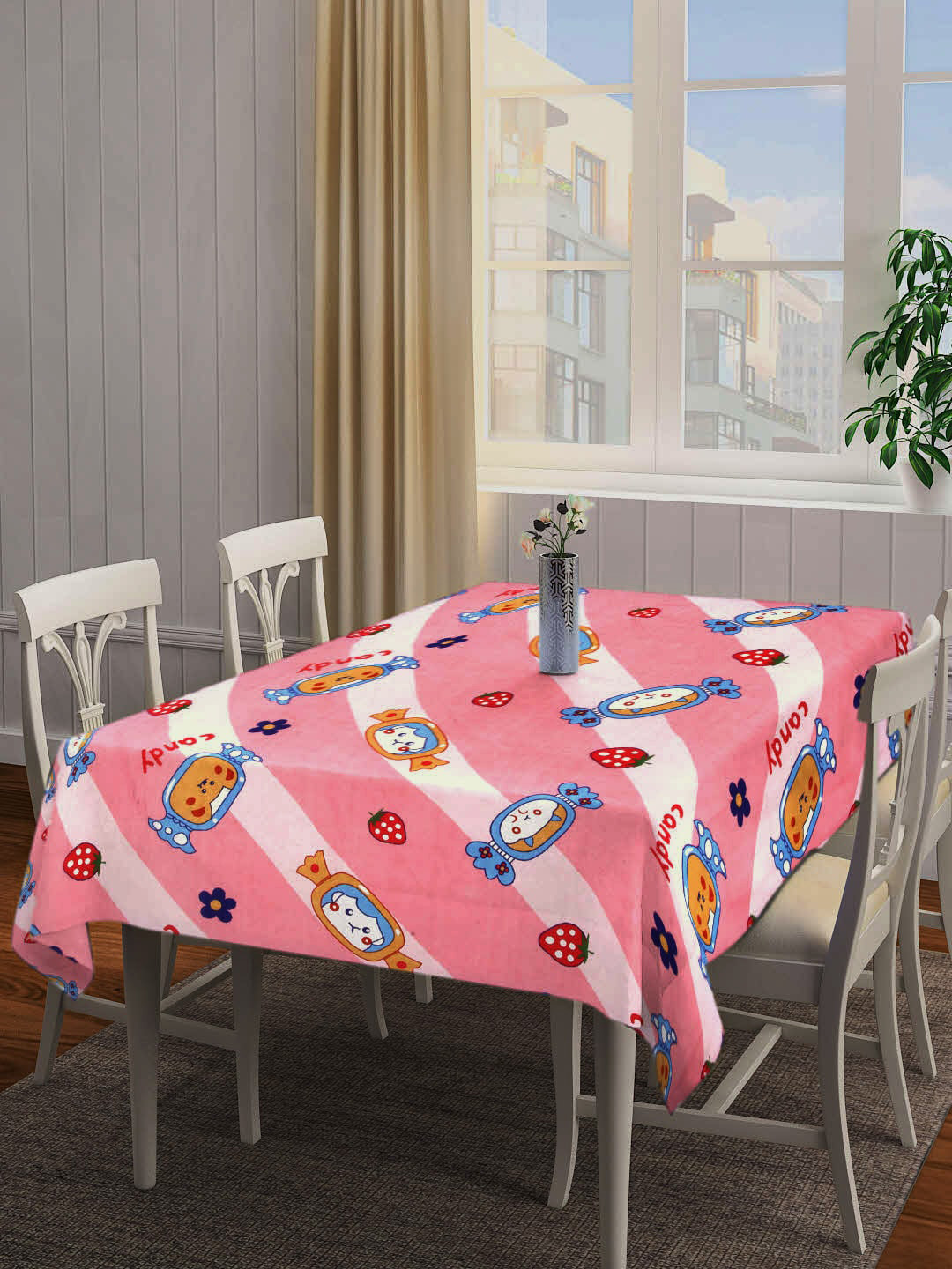 Arrabi Multi Cartoon TC Cotton Blend 6 Seater Table Cover