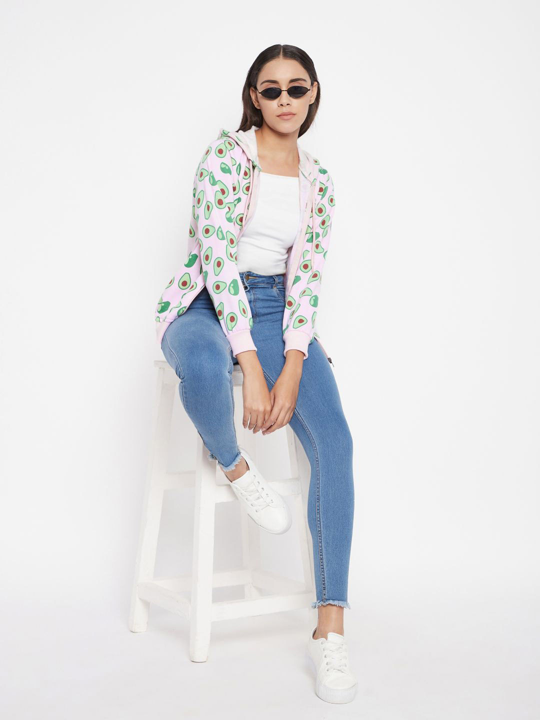 Uptownie Lite Women Printed Cotton Hooded Sweatshirt