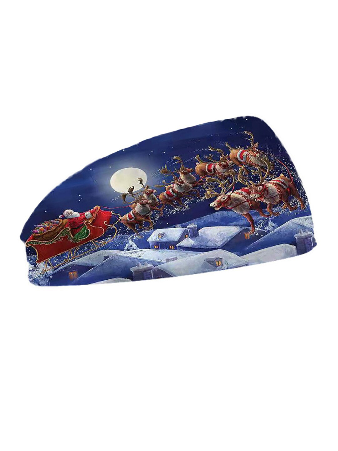 Yellow Chimes Girls Blue & White Christmas Printed Wide Headband