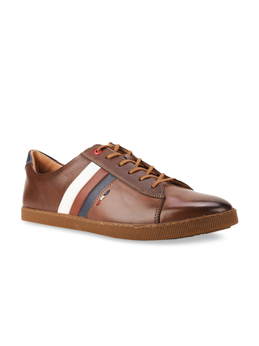 Bata Men Brown Striped Sneakers