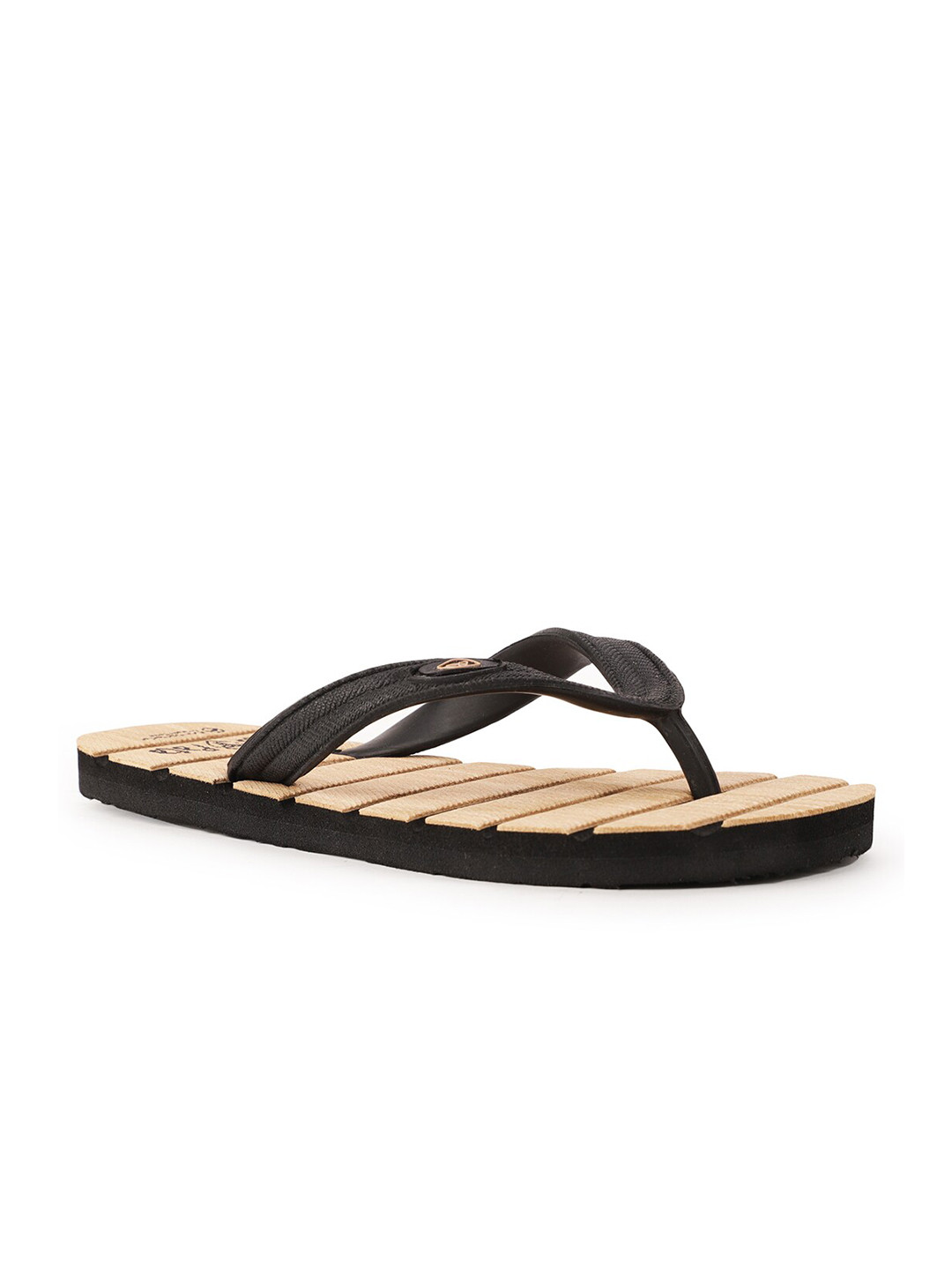 Bata Men Brown & Black Striped Thong Flip-Flops