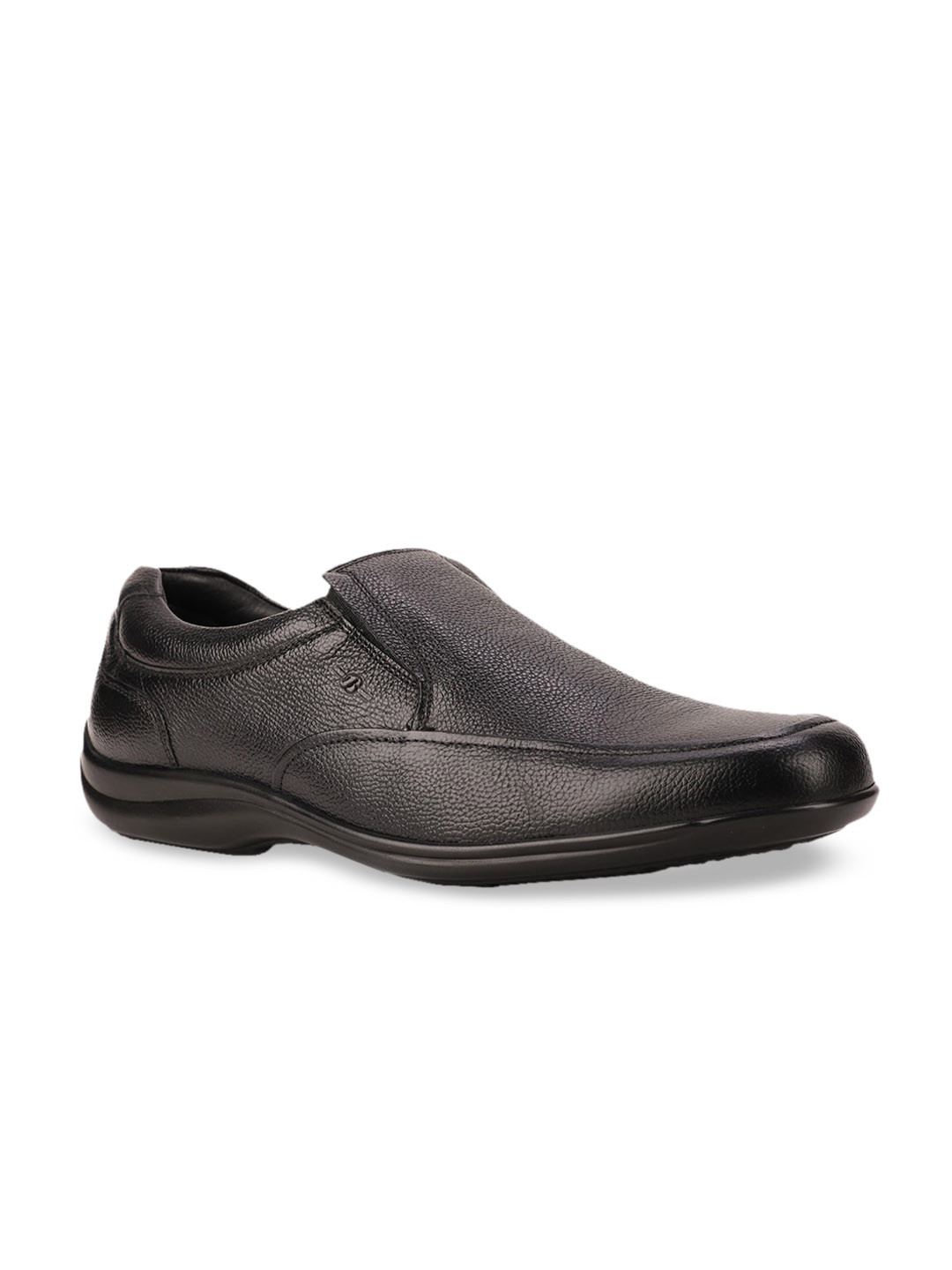 Bata Men Black Solid Leather Formal Slip-Ons