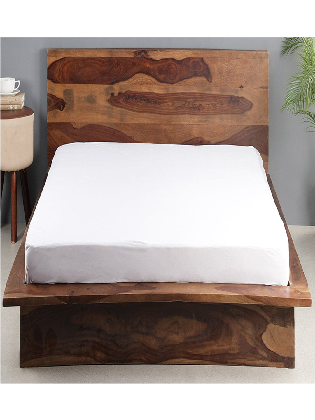 HOSTA HOMES White Single Bed Pure Cotton Dust Proof Terry Mattress Protector