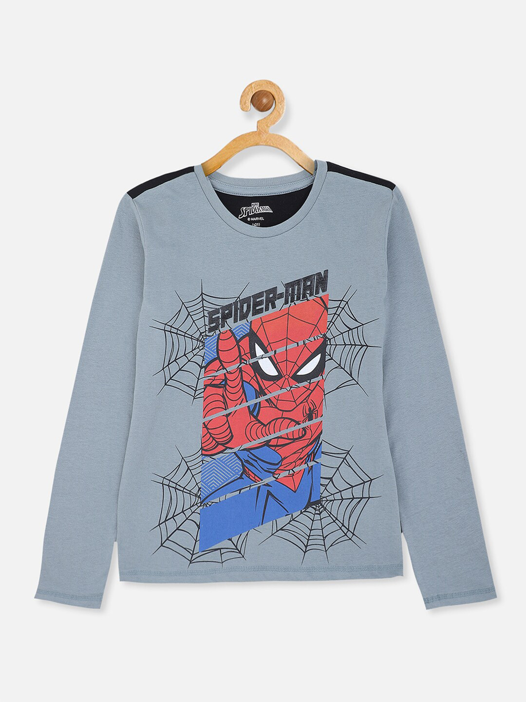 Kids Ville Boys Grey Spider-Man Printed Pure Cotton T-shirt