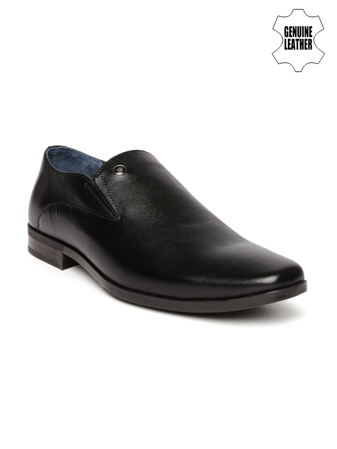 Buy Louis Philippe Men Black Genuine Leather Textured Semiformal Slip Ons Formal Shoes for Men 1644426 Myntra