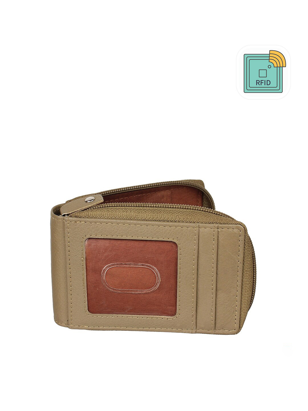 WILD EDGE Men Beige & Tan Leather Card Holder