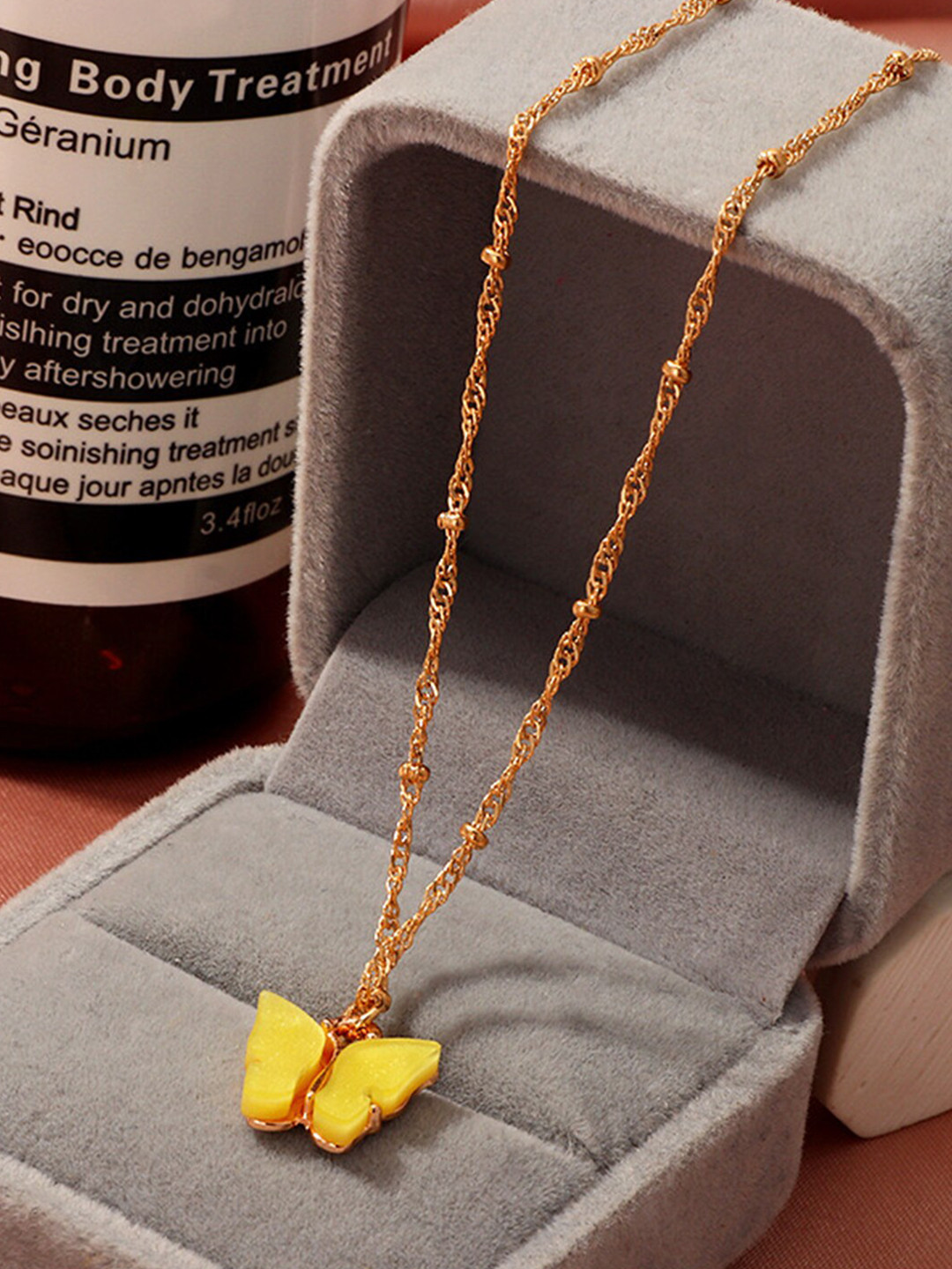 Vembley Gold-Plated & Yellow Enamelled Necklace