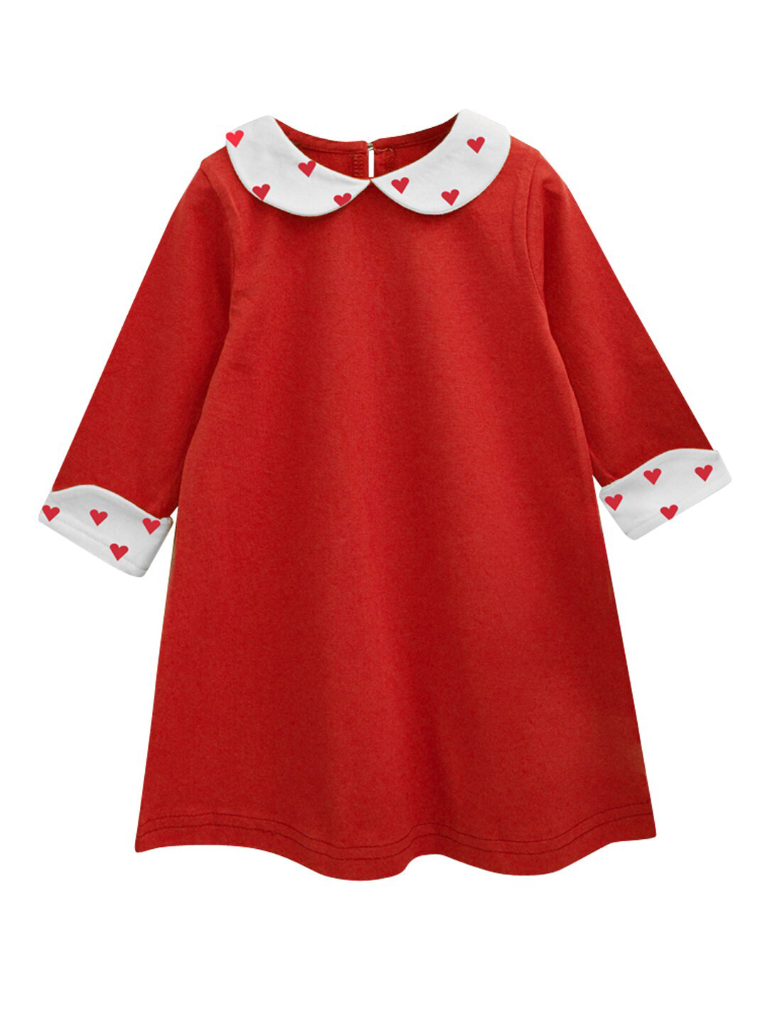 A T U N Red Peter Pan Collar A-Line Dress