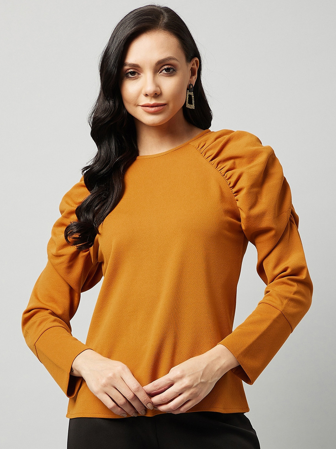 Marie Claire Mustard Yellow Solid Top