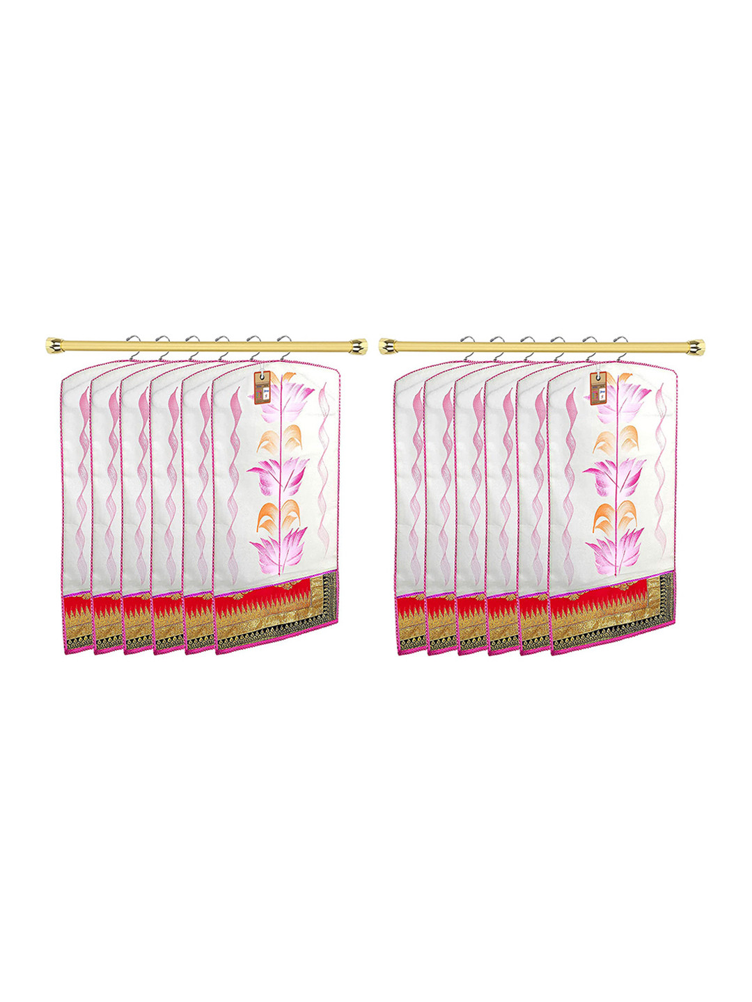atorakushon Set of 12 White & Pink Wardrobe Organisers