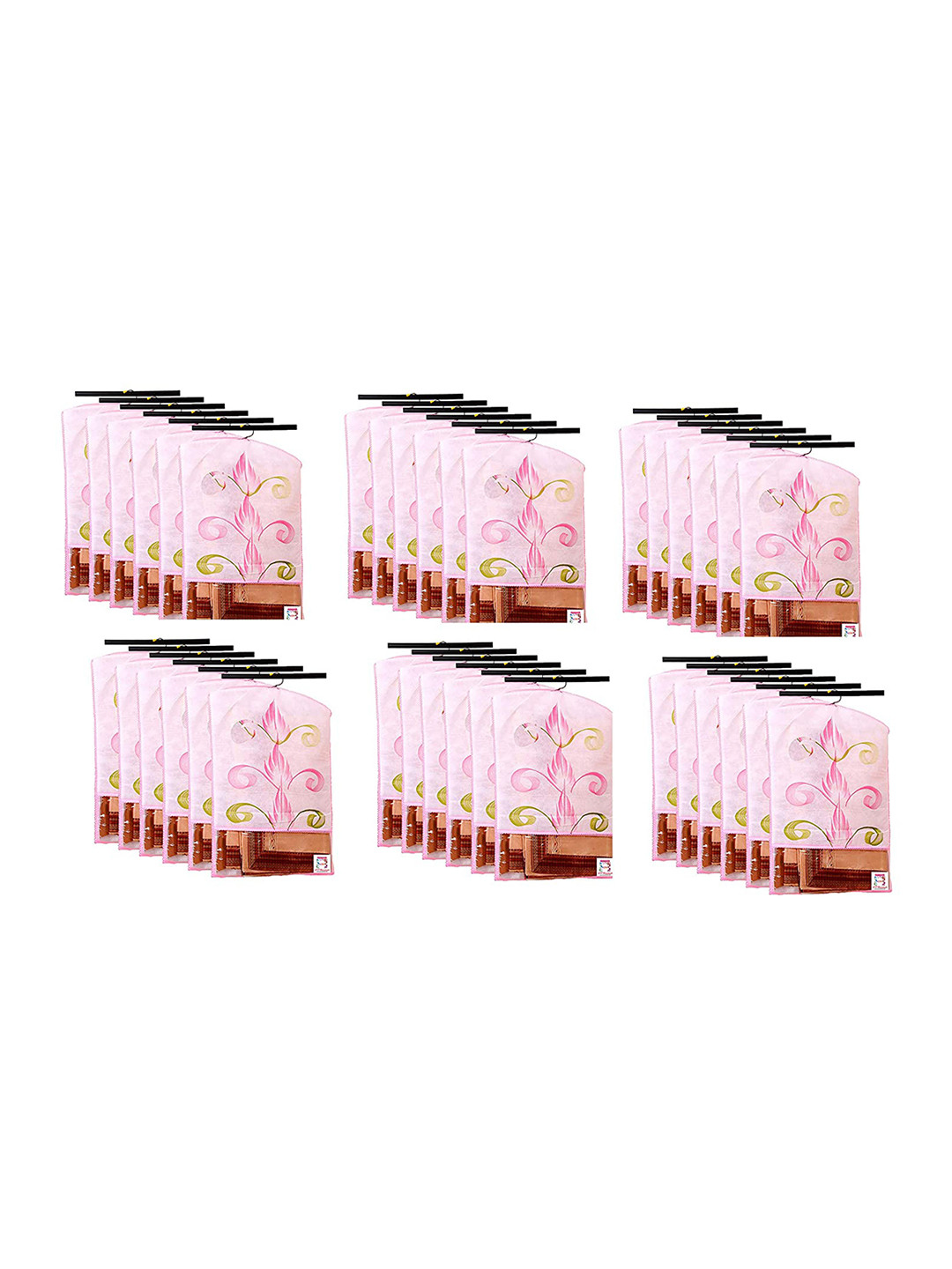 atorakushon Set Of 36 White & Pink Printed Garment Storage Bags