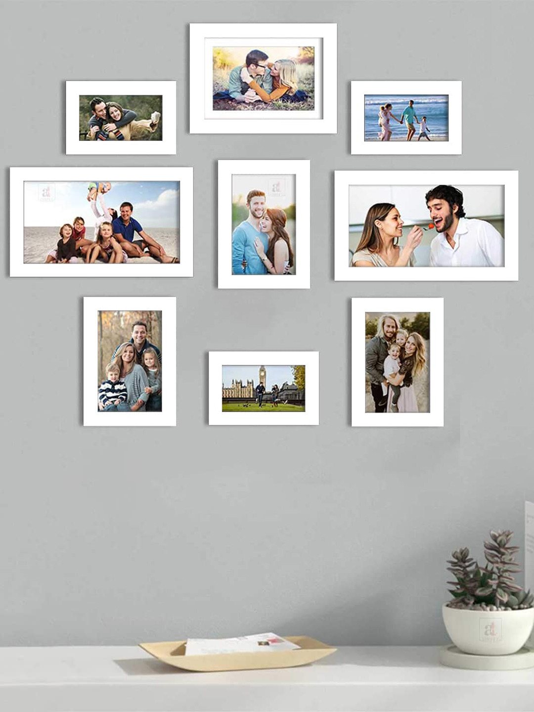 Art Street Set Of 9 White Solid Wall Photo Frames