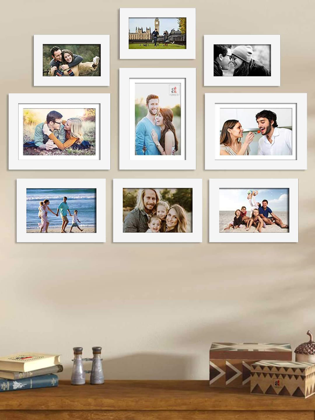 Art Street Set of 9 Individual White Photo Frames
