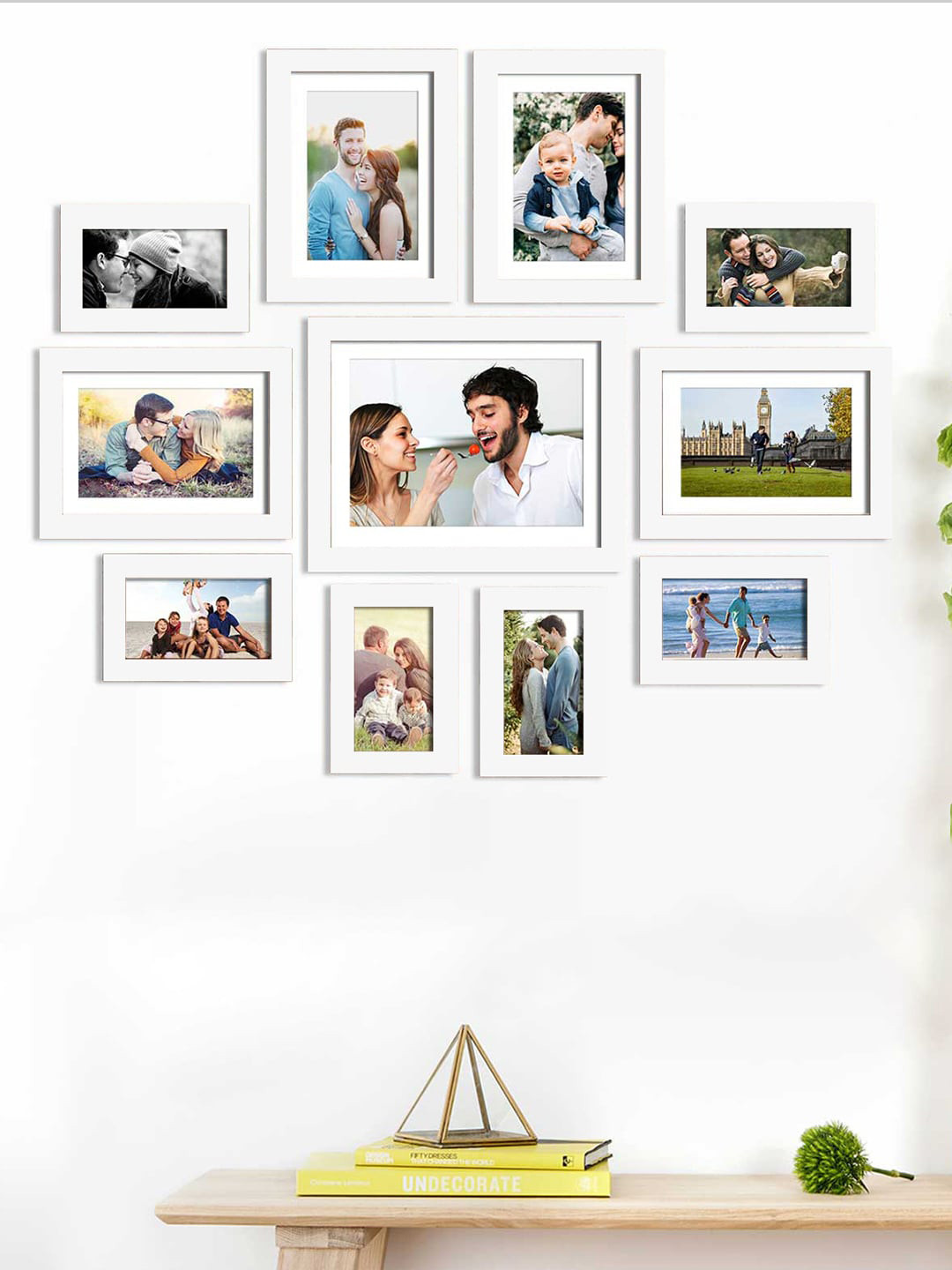 Art Street Set Of 11 White Solid Wall Photo Frames