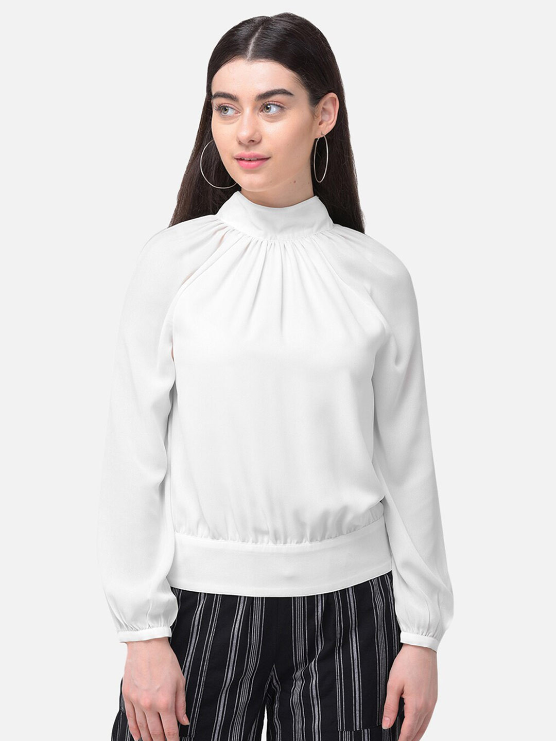 Woods White Polyester Top