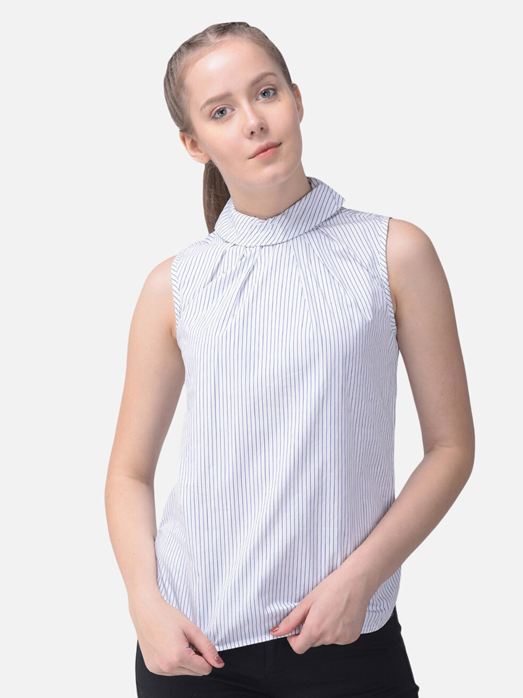 Woods Women White Striped Top