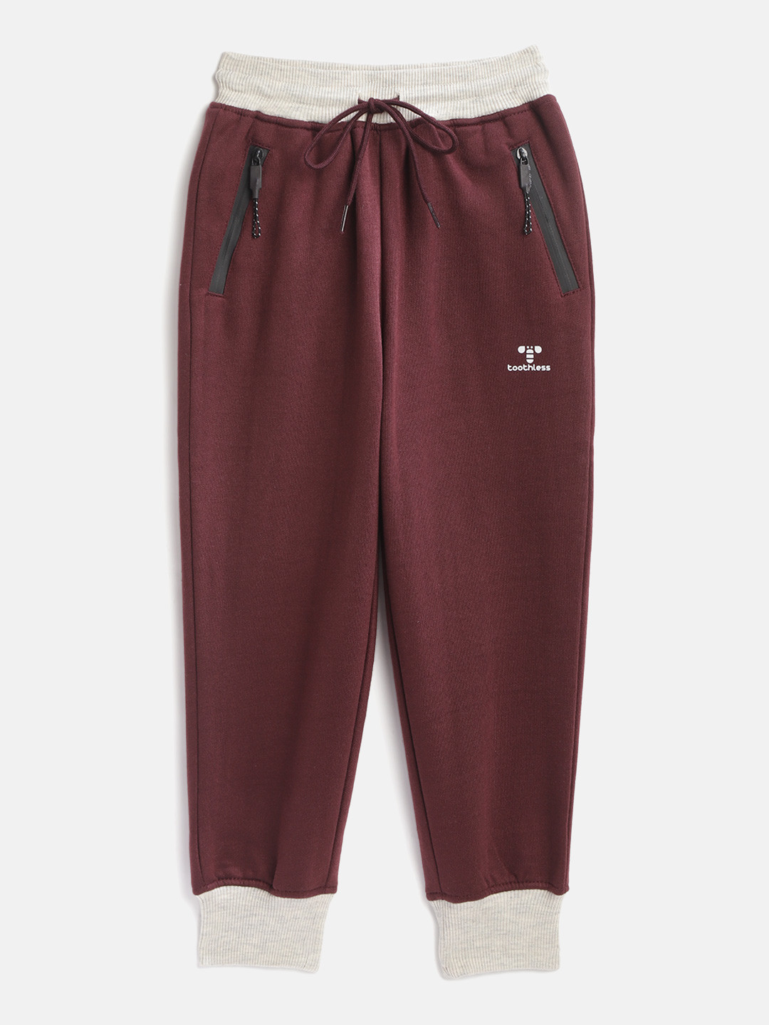 toothless Girls Maroon Solid Joggers