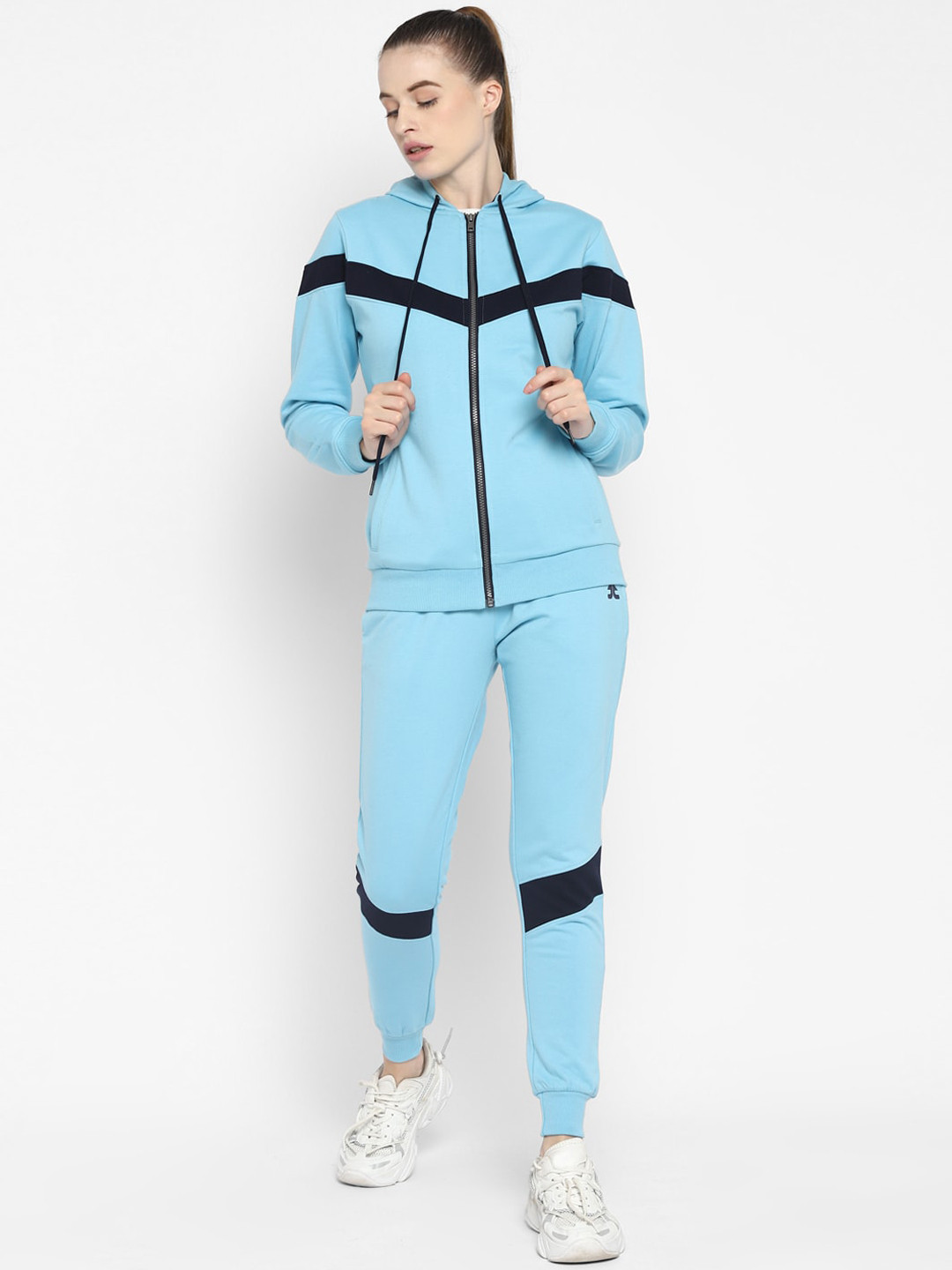 OFF LIMITS Women Blue Solid Hooded Tracksuit