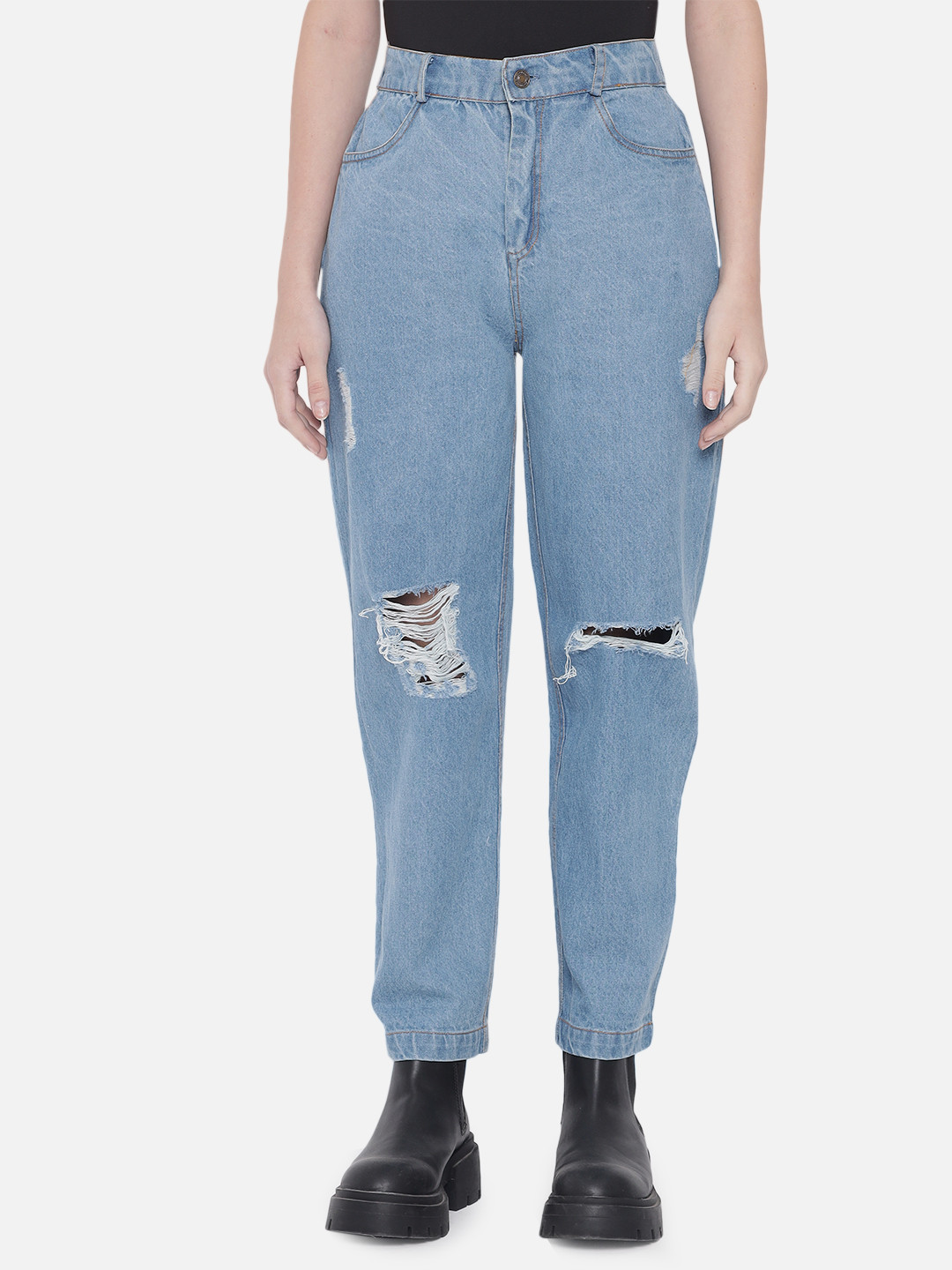 Orchid Blues Women Blue Slash Knee Jeans