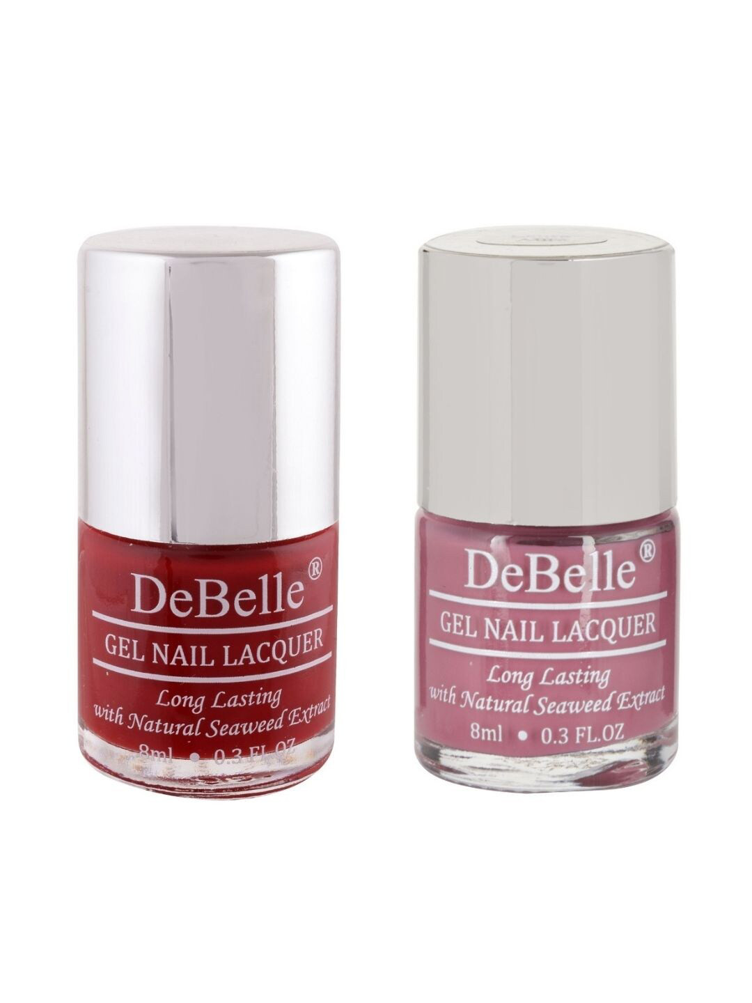 DeBelle Set of 2 Gel Nail Polish - Maroon & Light Mauve - 8ml Each
