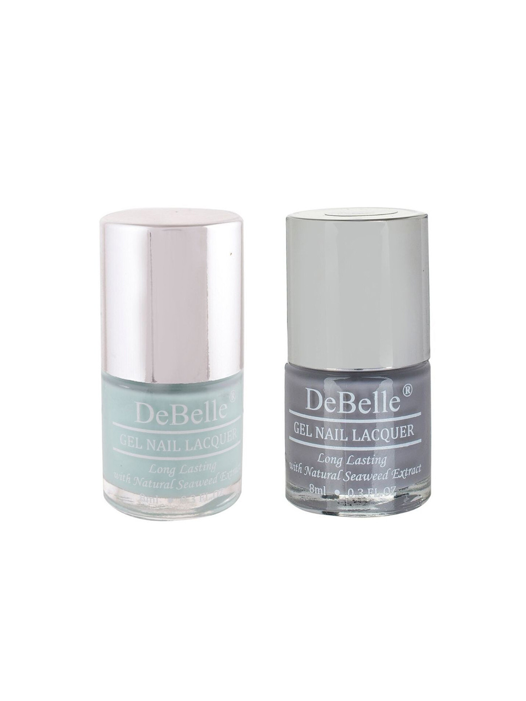 DeBelle Set of 2 Gel Nail Polish - Mint Amour & Sombre Grey - 16ml Each