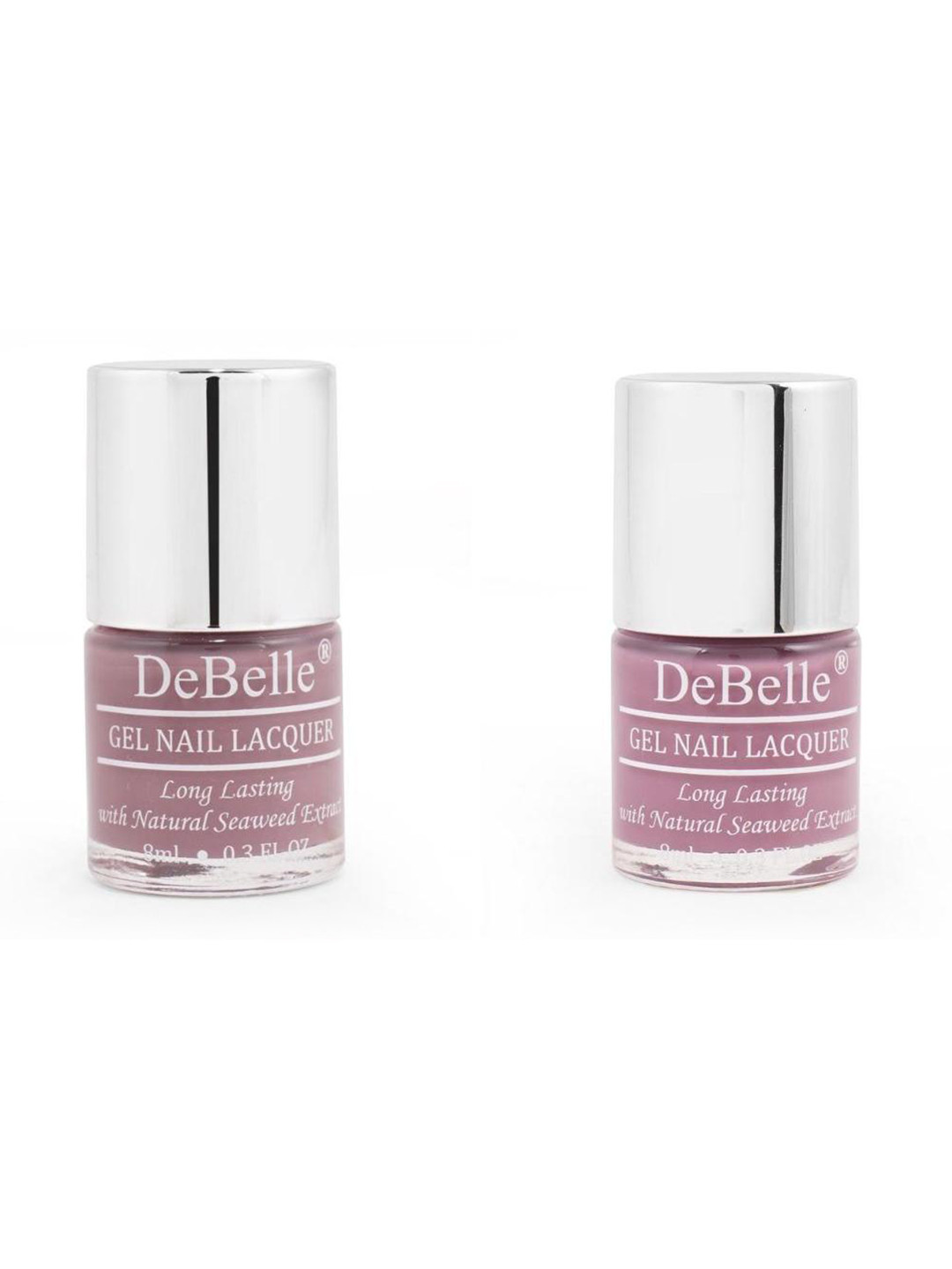 DeBelle Set of 2 Gel Nail Polish - Majestique Mauve & Laura Aura - 8ml Each
