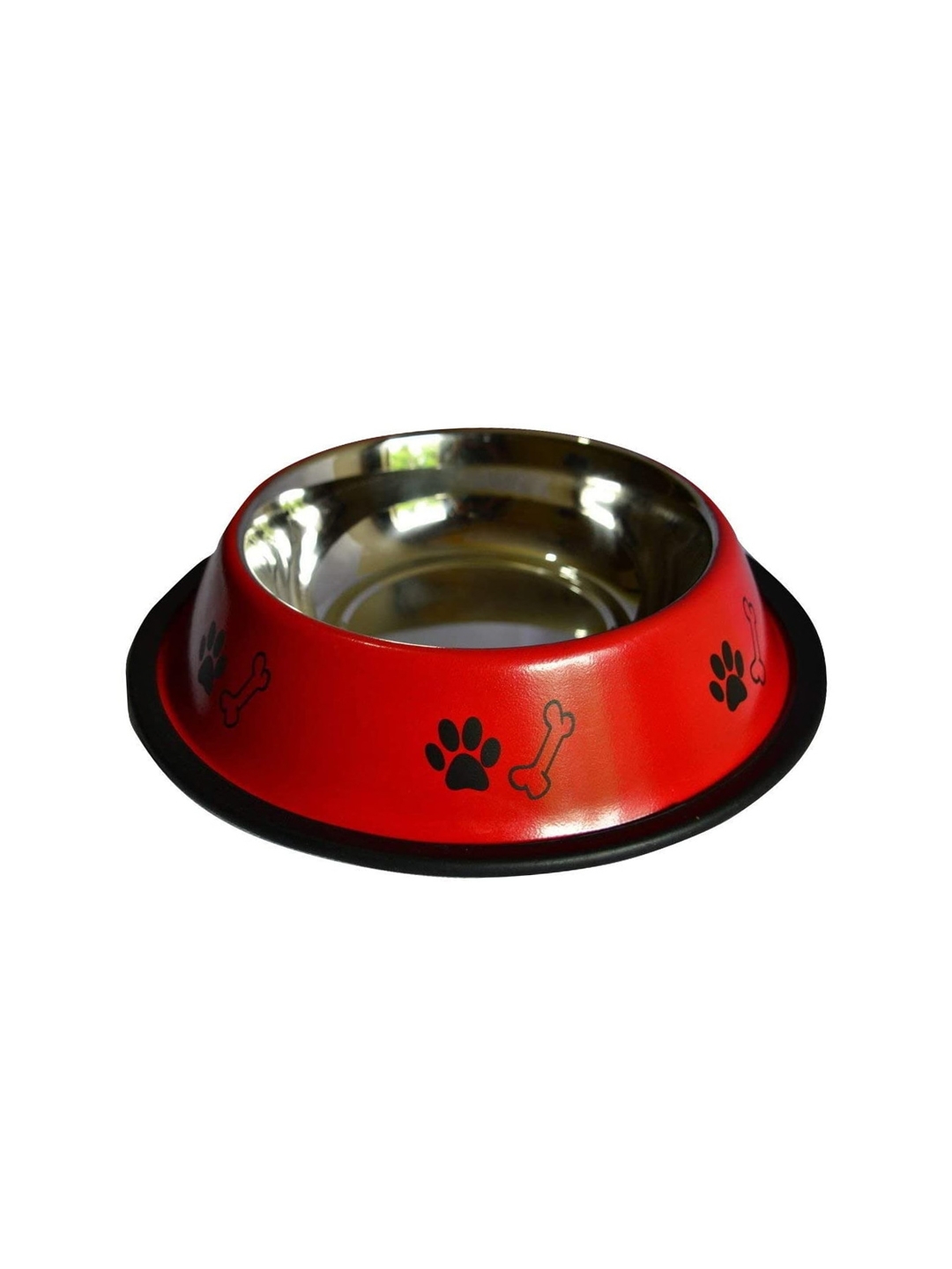 Emily pets Red   Black Printed Stainless Steel Dog Bowl