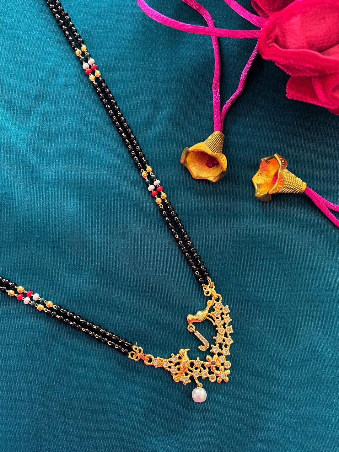 Buy Digital Dress Room Black Gold Toned Gold Plated Beaded J