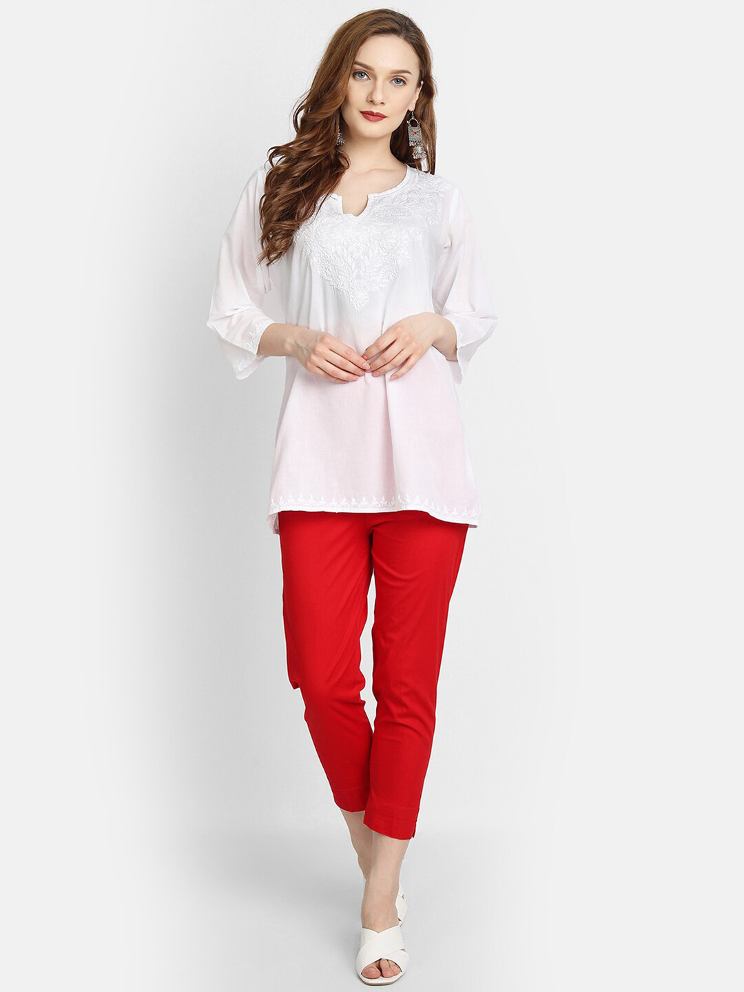 HOUSE OF KARI White Embroidered Tunic