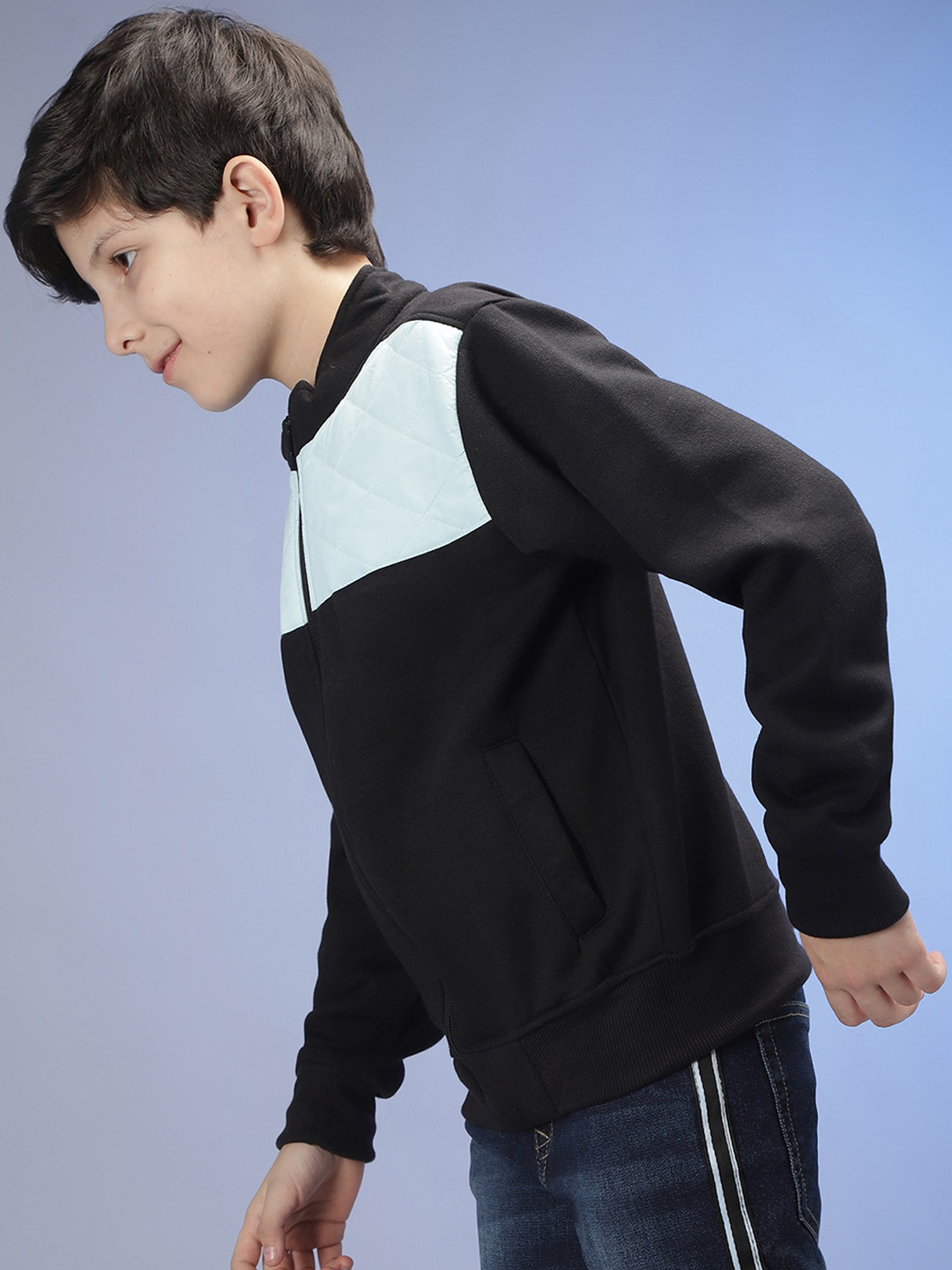 Instafab Boys Black & White Colourblocked Windcheater Bomber Jackets