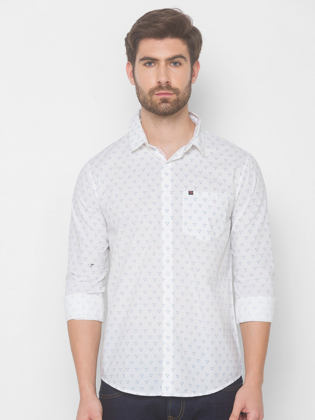 SPYKAR Men White Printed Casual Shirt