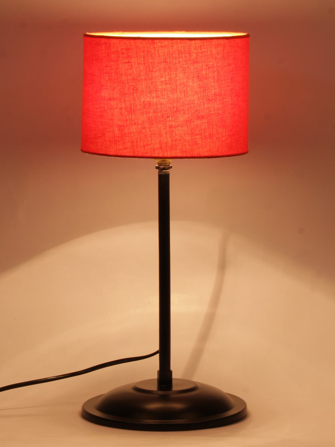 Devansh Orange Cotton Shade Lamp With Base Table Lamp