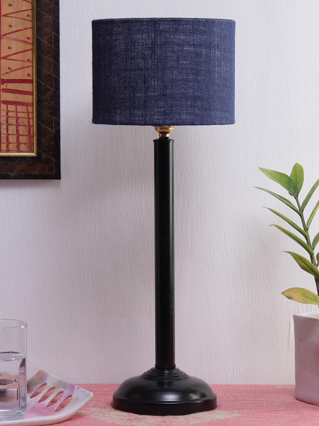 Devansh Blue Table Lamp with Jute Shade Lamp