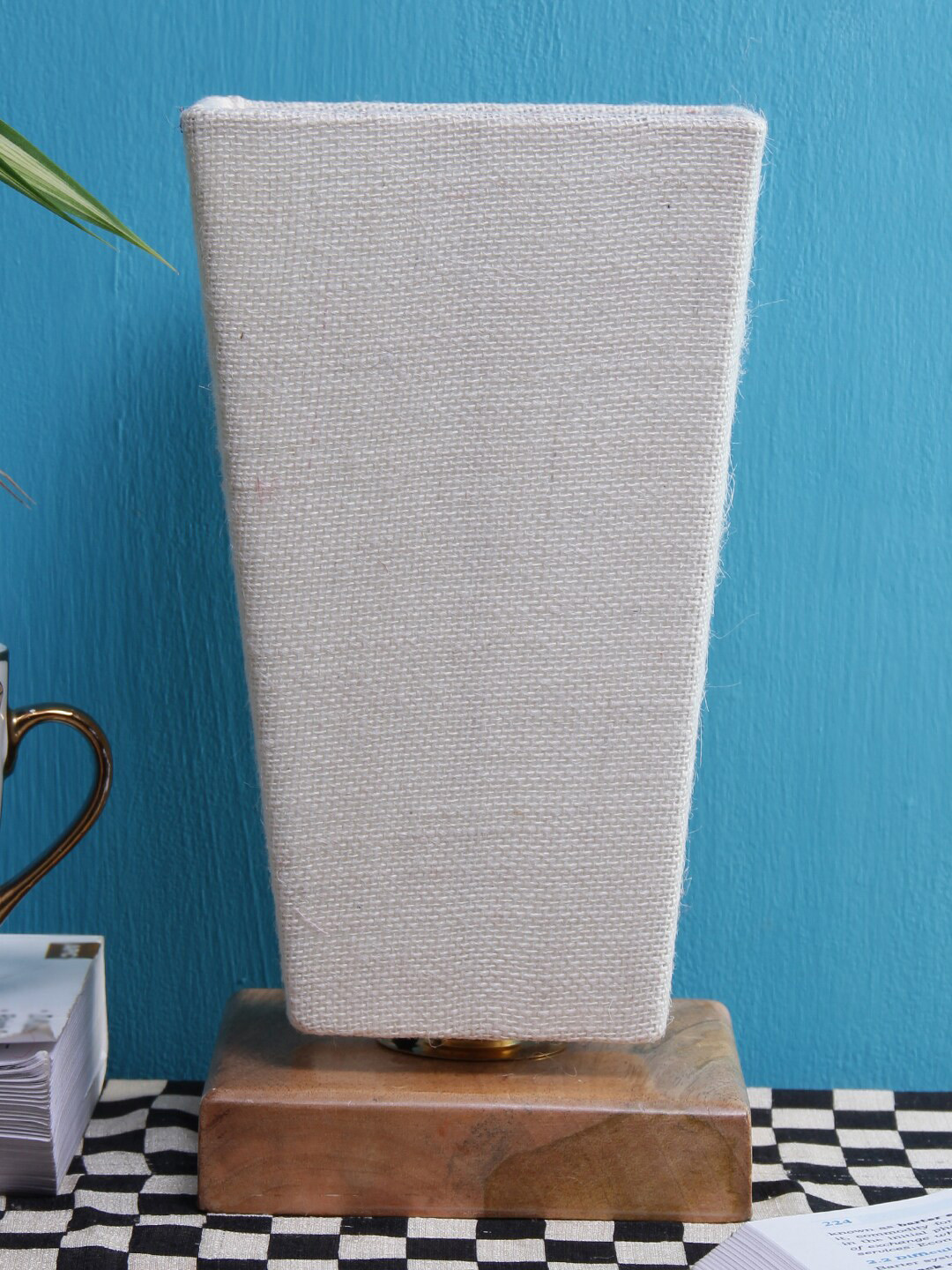 Devansh White Contemporary Table Lamp With Jute Shade