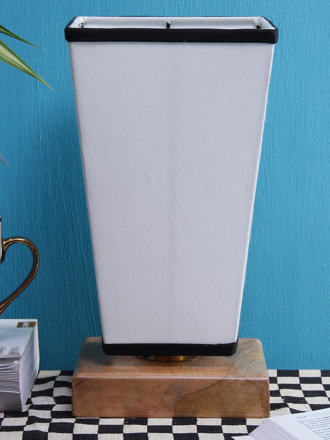 Devansh White Contemporary Table Lamp With Cotton Shade