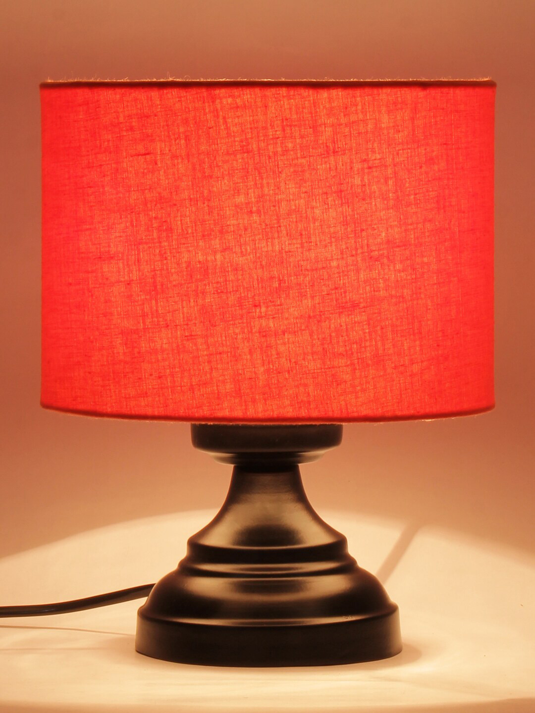 Devansh Orange Cotton Shade Table Lamp With Base