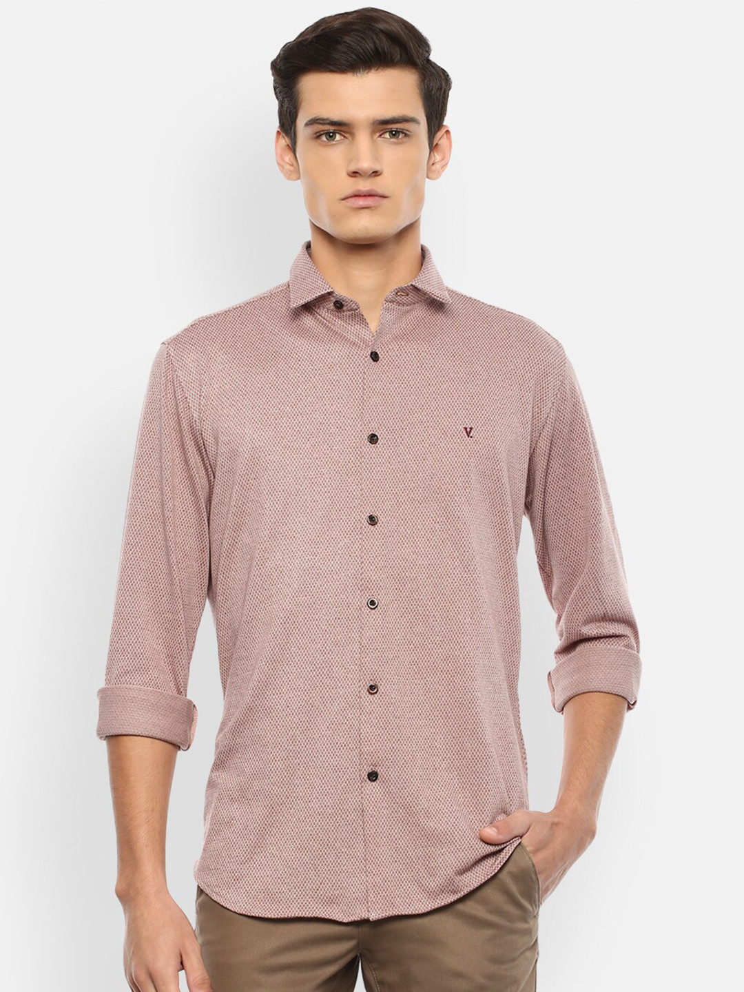 Van Heusen  Men Brown Slim Fit Printed Casual Shirt