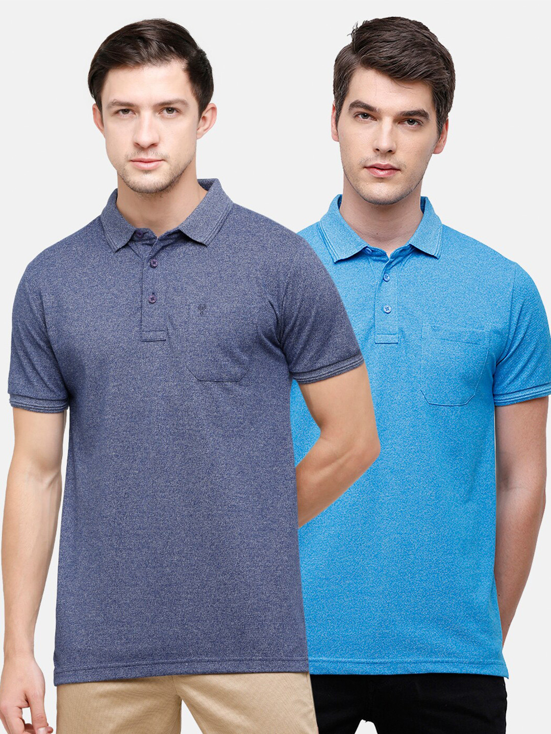 Classic Polo Men Multicoloured 2 Polo Collar Pockets Slim Fit T-shirt