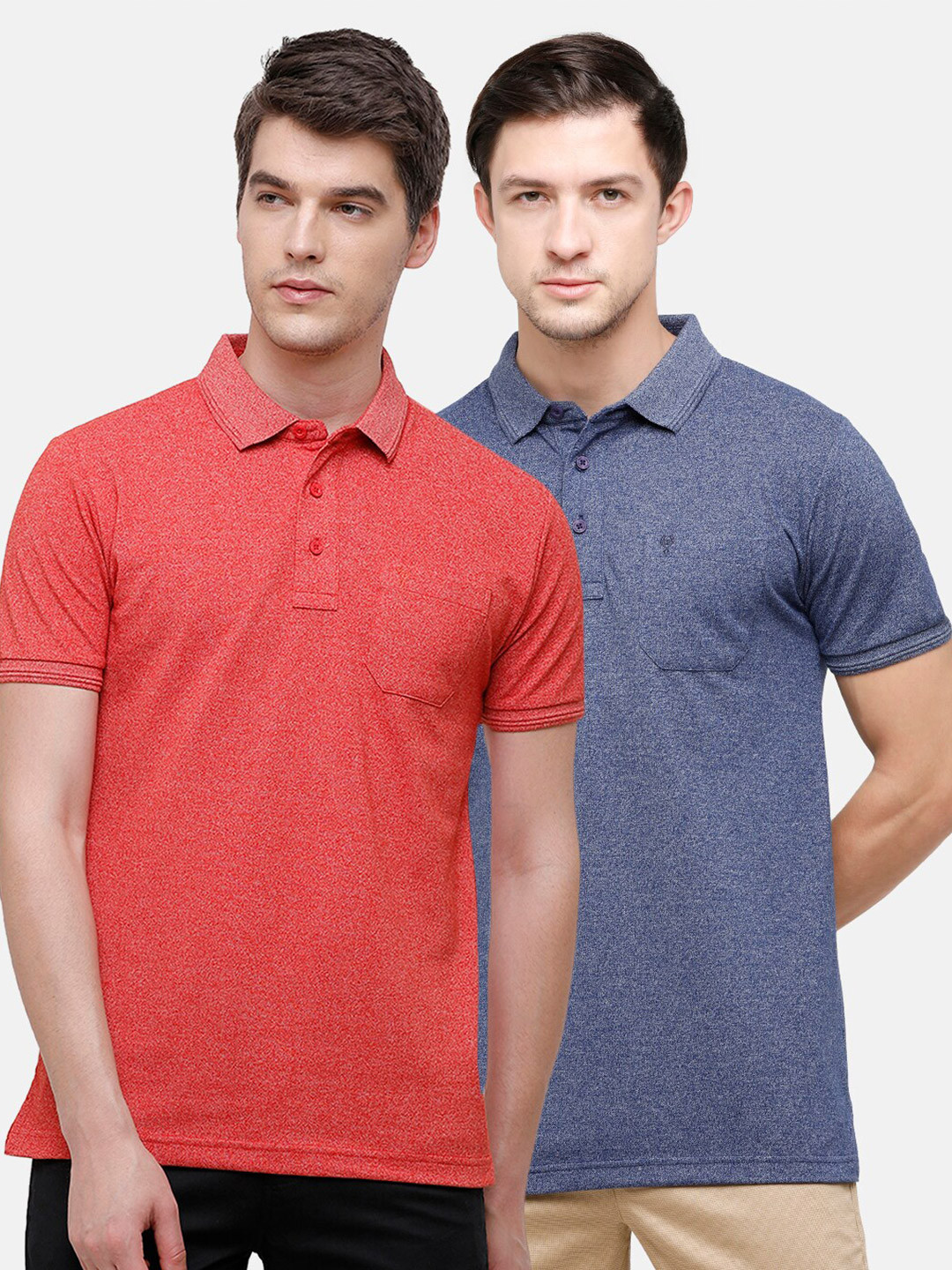 Classic Polo Men Multicoloured 2 Polo Collar Pockets Slim Fit T-shirt