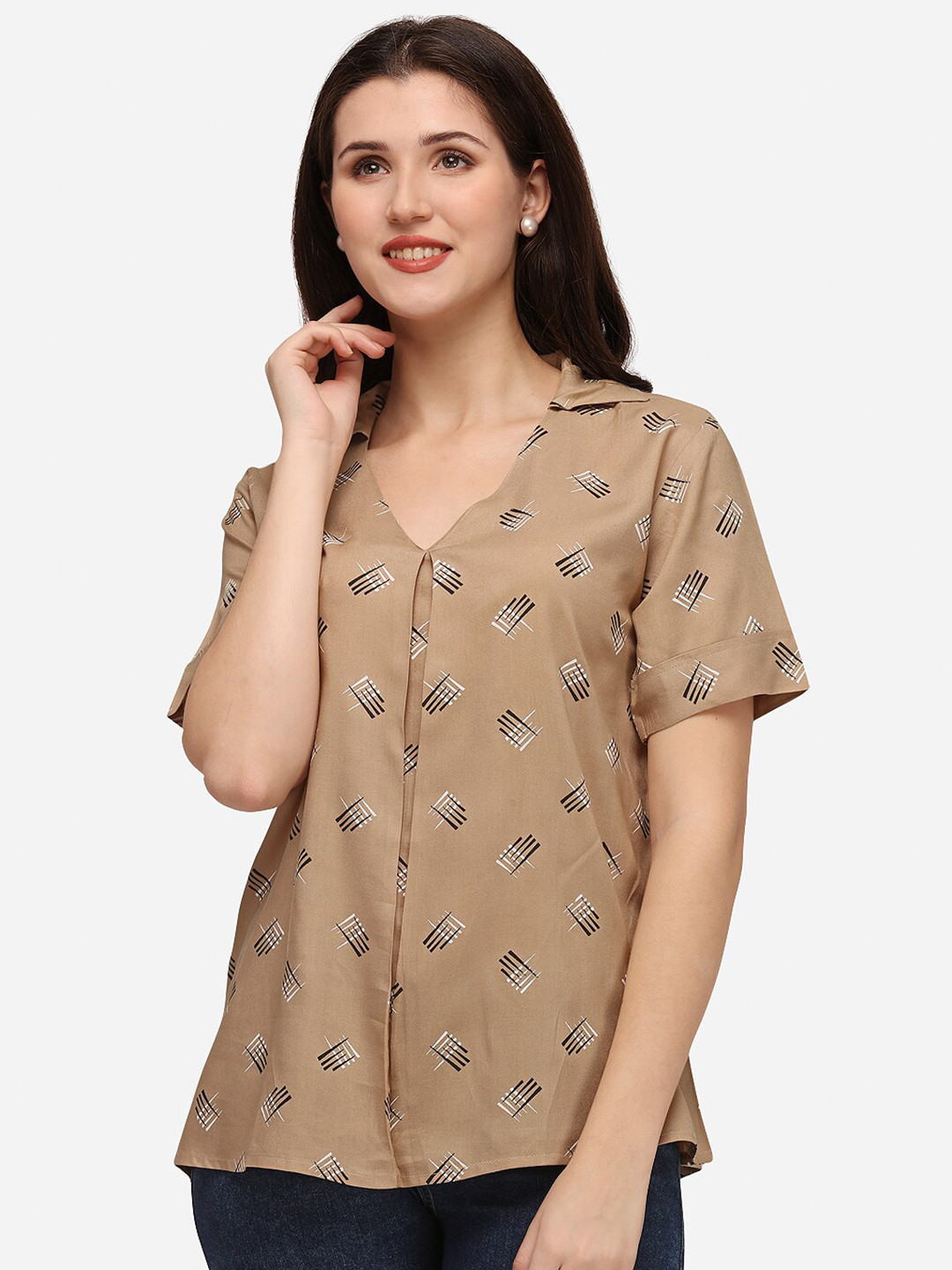 Smarty Pants Cream-Coloured Floral Print Shirt Style Top