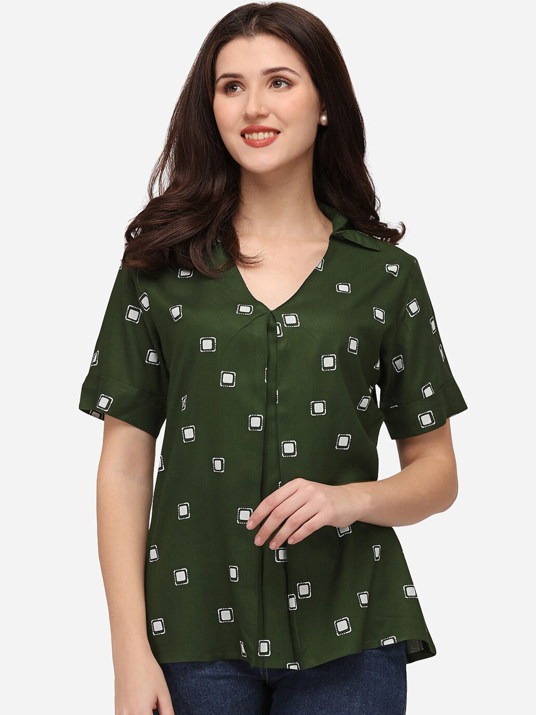 Smarty Pants Green Print Shirt Style Top