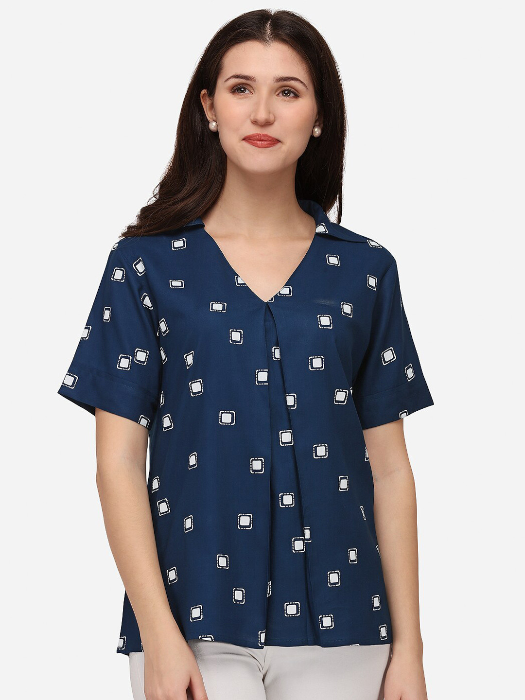 Smarty Pants Women Navy Blue Printed Top