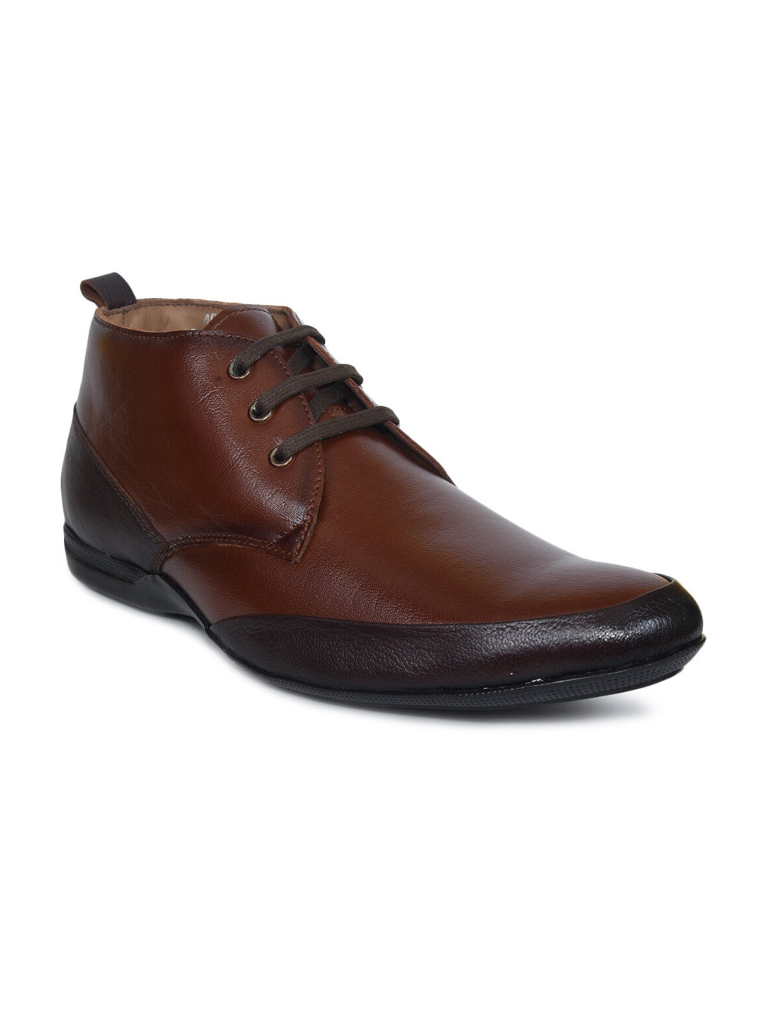 Ajanta Men Brown Solid Leather Formal Derbys