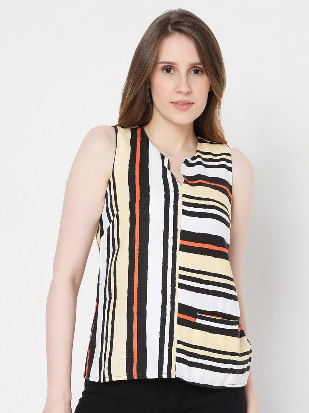 Vero Moda Multicoloured Striped Linen Top