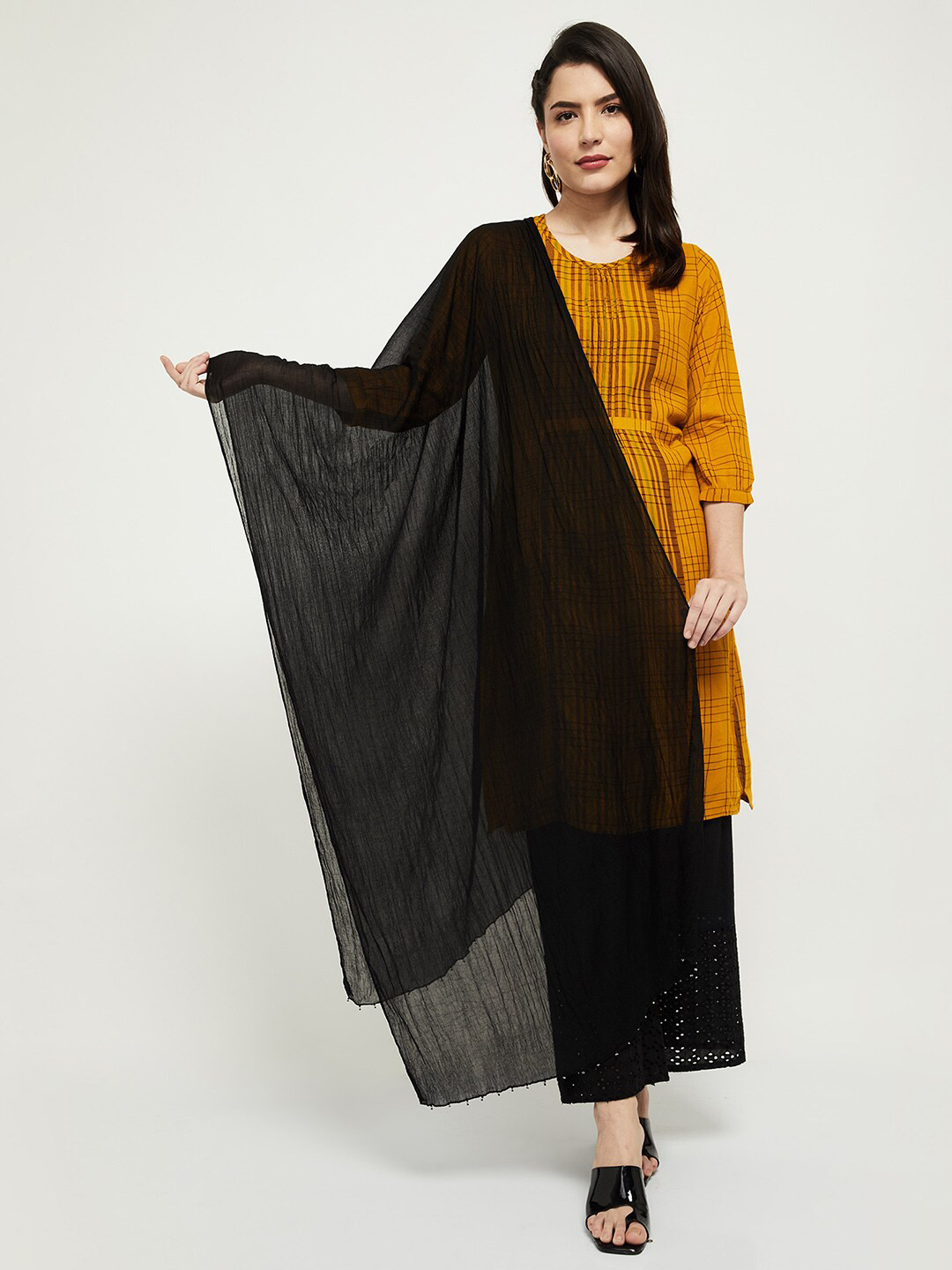 max Black Solid Dupatta