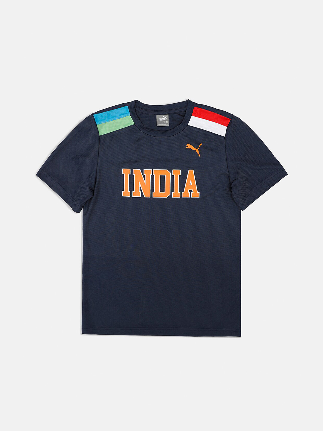 Puma Boys Blue Cricket India Printed Regular Fit T-Shirt