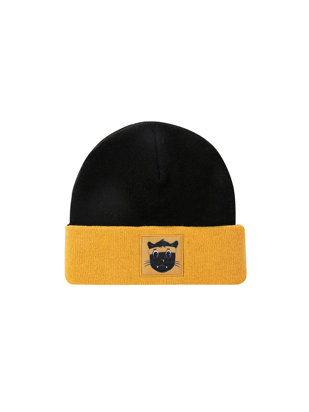 Puma Unisex Kids Black & Yellow Colourblocked Beanie