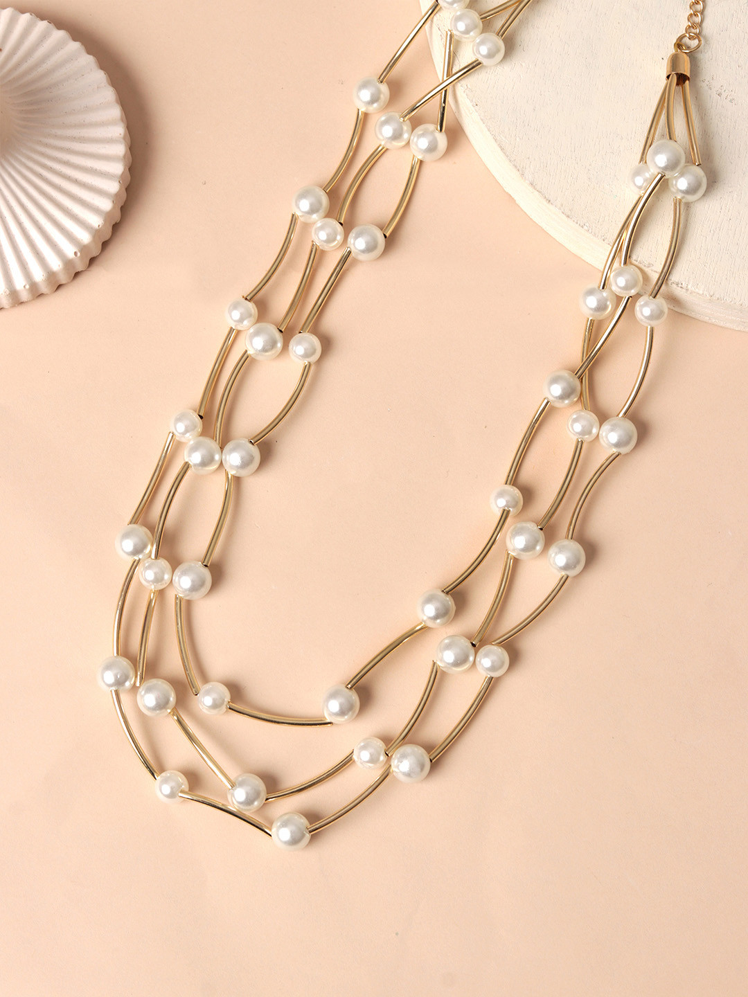 ToniQ Gold-Toned & White Gold-Plated Layered Necklace