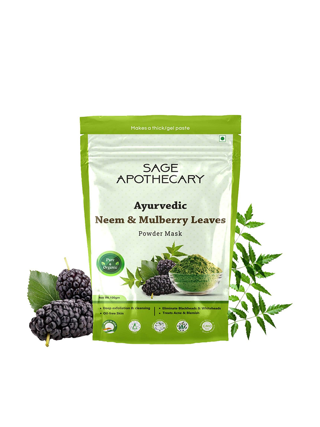 SAGE APOTHECARY Off White Ayurvedic Neem & Mulberry Leaves Powder Face Mask, 100gm