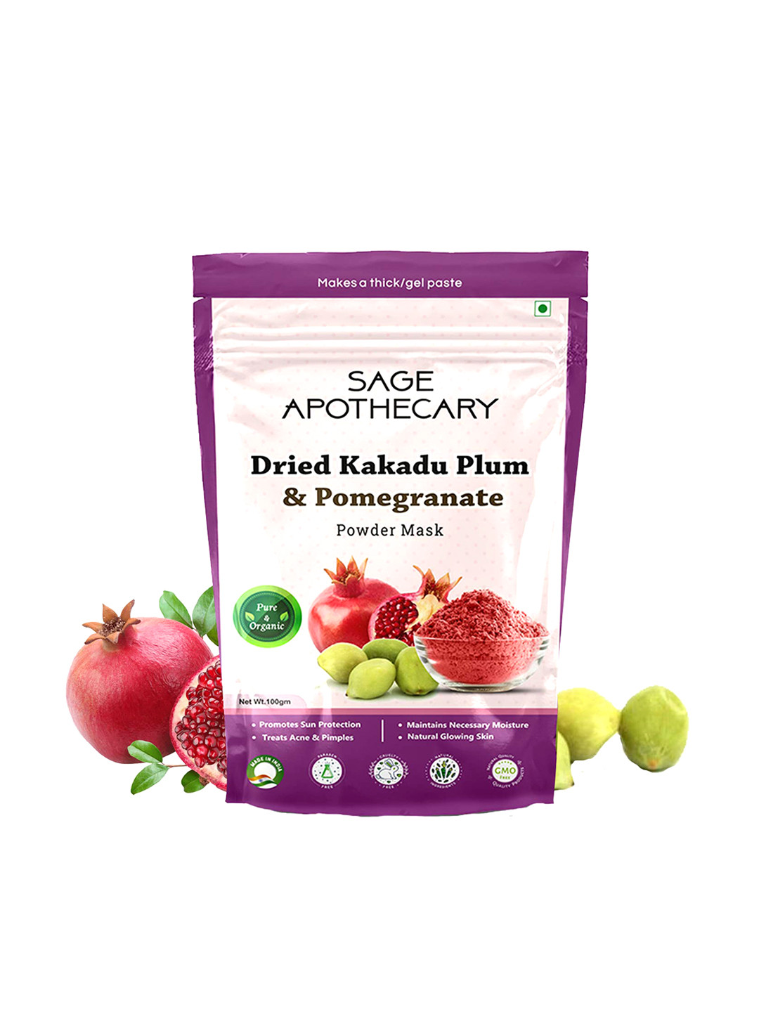 SAGE APOTHECARY Dried Kakdu Plum & Pomegranate Powder Mask 100g